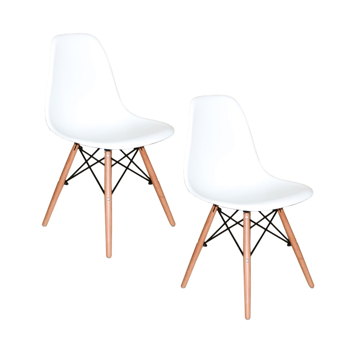 Kit c/ 2 Cadeiras DS331 Charles Eames Wood DKR Eiffel Brancas