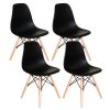 Conjunto de Mesa de Jantar Eames Eiffel Redonda 100cm Tampo de Madeira Preto com 4 Cadeiras Pretas - Imagem 2