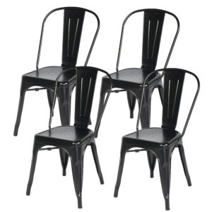 Kit c/4 cadeiras DS315 Iron Tolix Francesinha Industrial - Preto Fosco
