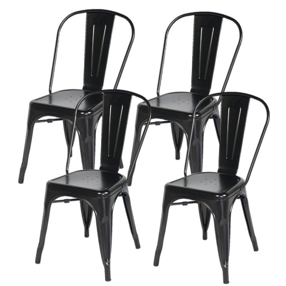 Kit c/4 cadeiras DS315 Iron Tolix Francesinha Industrial - Preto Fosco