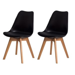 Kit c/ 2 Cadeiras DS333 Leda - Charles Eames, Saarinen Wood com almofada Pretas