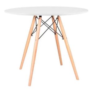 Mesa de Jantar Eiffel Charles Eames DKR Pé Palito 110cm Branca