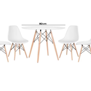 Conjunto de Jantar Mesa Eiffel 80cm Branca + 4 Cadeiras Eiffel DKR Brancas