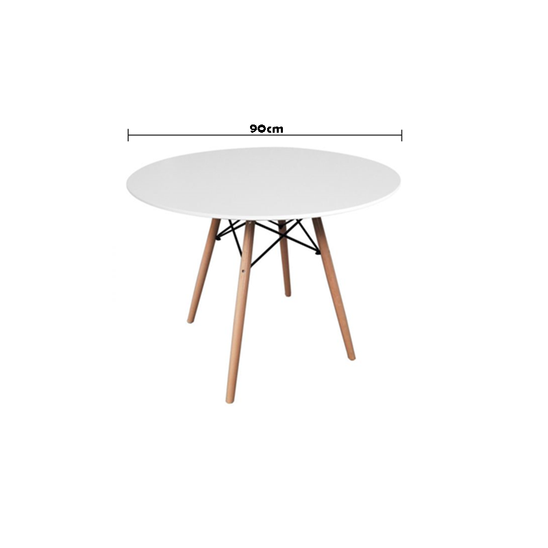Mesa de Jantar Eiffel Charles Eames DKR Pé Palito 90cm Branca