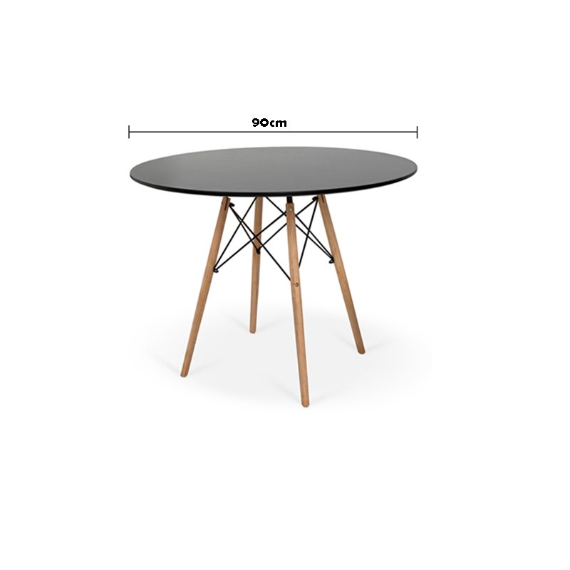 Mesa de Jantar Eiffel Charles Eames DKR Pé Palito 90cm Preta