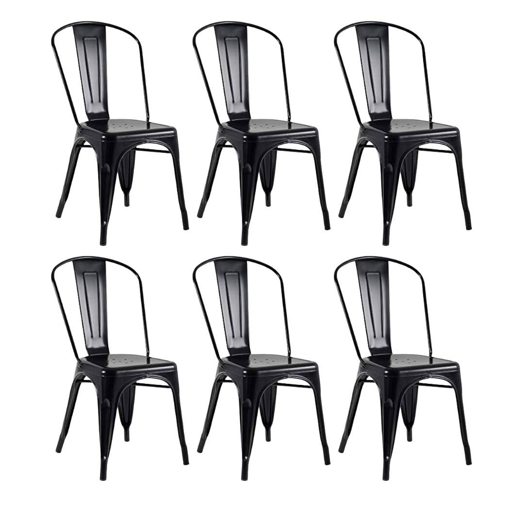 Kit c/6 cadeiras DS315 Iron Tolix Francesinha Industrial - Preto Fosco