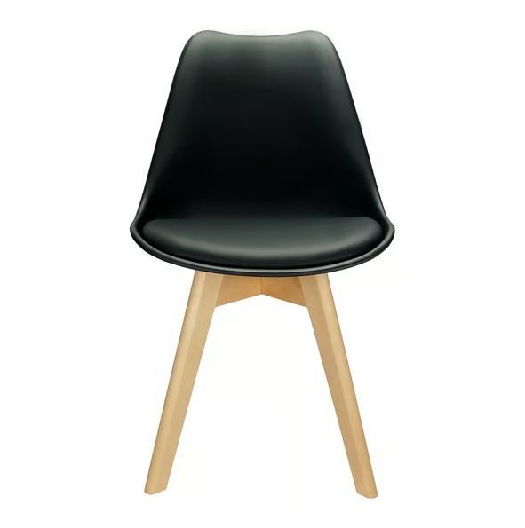 Kit c/ 5 Cadeiras DS333 Leda - Charles Eames, Saarinen Wood com almofada Pretas - Imagem 6