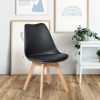 Kit c/ 5 Cadeiras DS333 Leda - Charles Eames, Saarinen Wood com almofada Pretas - Imagem 2