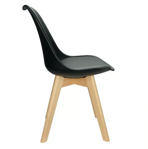 Kit c/ 5 Cadeiras DS333 Leda - Charles Eames, Saarinen Wood com almofada Pretas - Imagem 7
