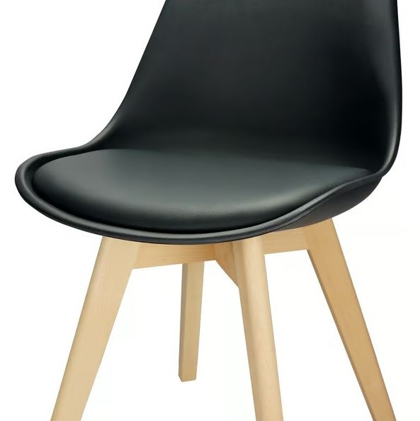 Kit c/ 5 Cadeiras DS333 Leda - Charles Eames, Saarinen Wood com almofada Pretas - Imagem 4