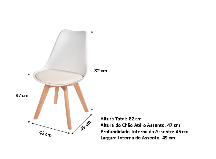 Kit c/5 cadeiras Leda – Charles Eames Saarinen Wood com almofada BRANCA - Imagem 8
