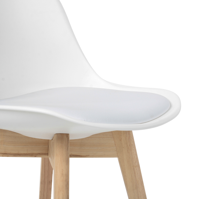 Kit c/5 cadeiras Leda – Charles Eames Saarinen Wood com almofada BRANCA - Imagem 3