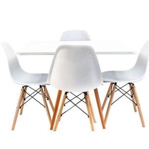 Kit Mesa Eiffel Branca Quadrada 80cm + 04 Cadeiras Eiffel