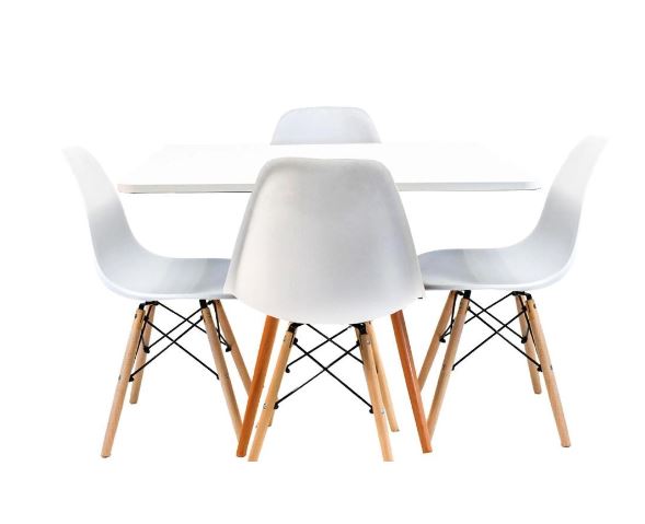 Kit Mesa Eiffel Branca Quadrada 80cm + 04 Cadeiras Eiffel