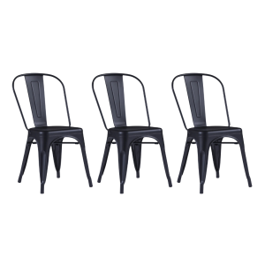 Kit c/3 cadeiras DS315 Iron Tolix Francesinha Industrial Pretas