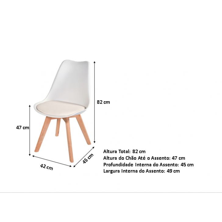 Conjunto Mesa Leda Branca 80 cm + 4 cadeiras Leda Brancas - Imagem 5