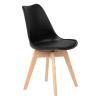 Kit c/ 4 Cadeiras DS333 Leda - Charles Eames, Saarinen Wood com almofada Pretas - Imagem 5
