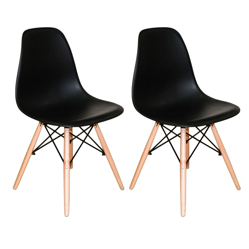Conjunto Mesa Eiffel Redonda 70 Cm Mdf + 2 Cadeira Eames Eiffel Preto - Imagem 2