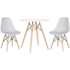 Conjunto Mesa Jantar Eiffel 70cm Branca + 2 Cadeiras Charles Eames - Branca