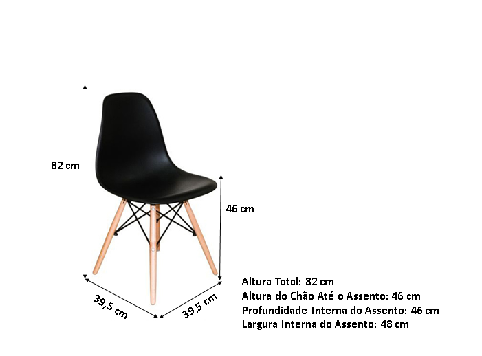 Conjunto de Jantar Mesa Eiffel 100cm Preta + 4 Cadeiras Eiffel DKR Pretas - Imagem 6