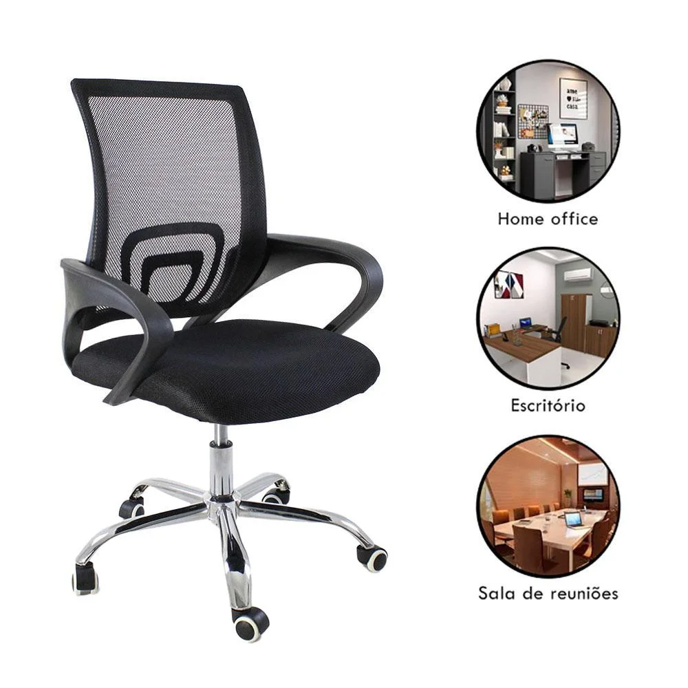 Kit c/ 6 Cadeiras De Escritório DS76 Mesh Diretor Giratoria New Java - Pretas - Imagem 3