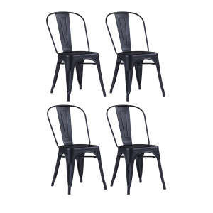 Kit c/4 cadeiras DS315 Iron Tolix Francesinha Industrial Pretas