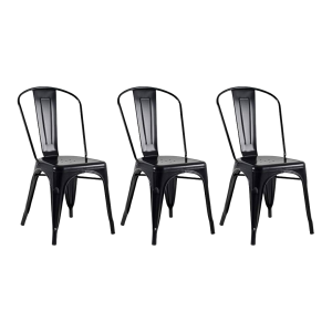 Kit c/3 cadeiras DS315 Iron Tolix Francesinha Industrial - Preto Fosco