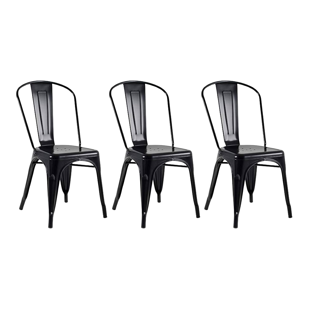 Kit c/3 cadeiras DS315 Iron Tolix Francesinha Industrial - Preto Fosco