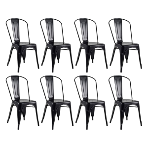Kit c/8 cadeiras DS315 Iron Tolix Francesinha Industrial - Preto Fosco