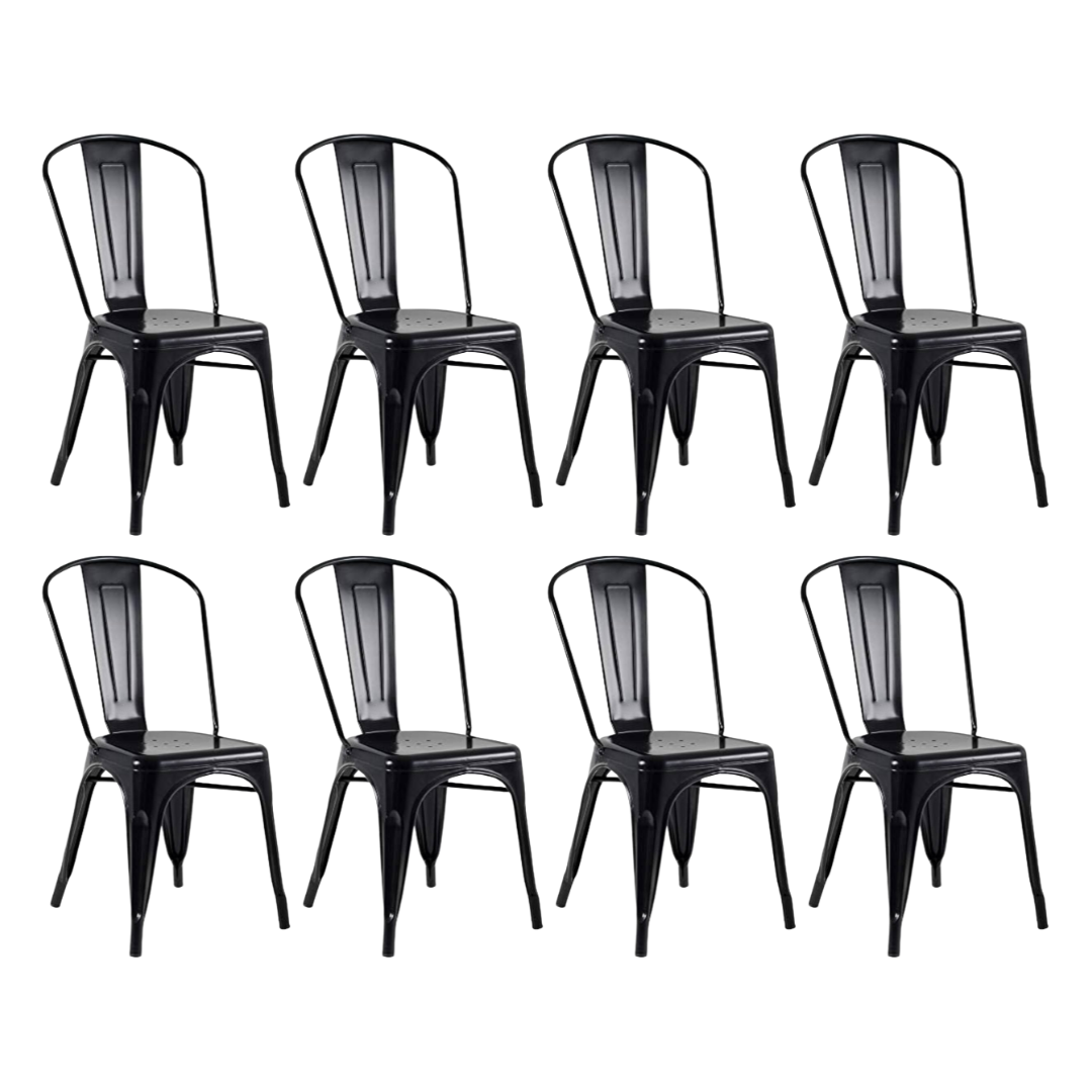 Kit c/8 cadeiras DS315 Iron Tolix Francesinha Industrial - Preto Fosco