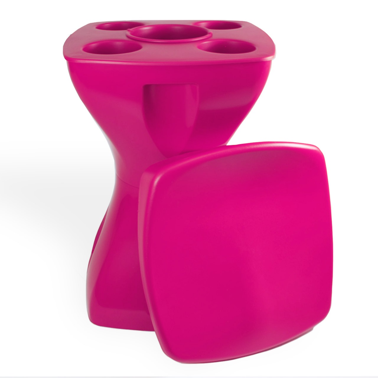 Banqueta Petisqueira Rosa Multiuso Design Moderno Mesa Lateral Apoio Decorativo Para Piscina Jardim Varanda Sala