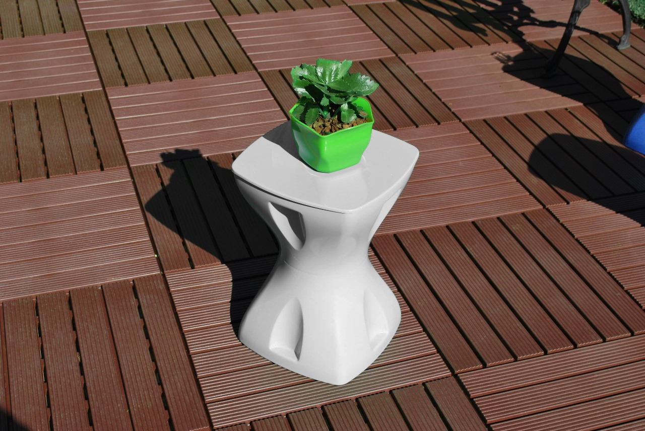 Mesa Branca Multiuso Design Moderno Mesa Lateral Apoio Decorativo Para Piscina Jardim Varanda Sala - Imagem 2