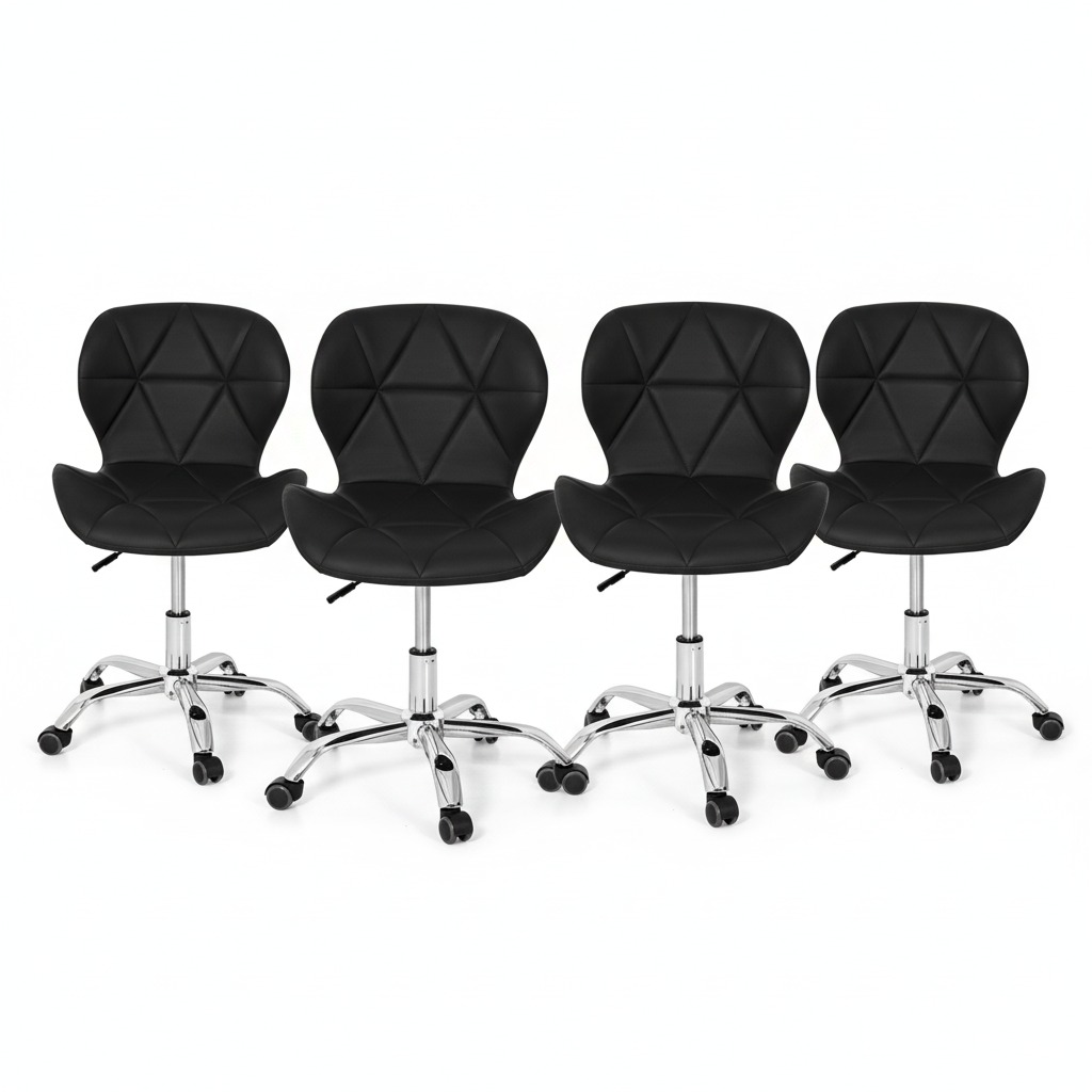 Conjunto 4 Cadeiras Office Eiffel Slim Giratória Ajustável Preta - Imagem 2