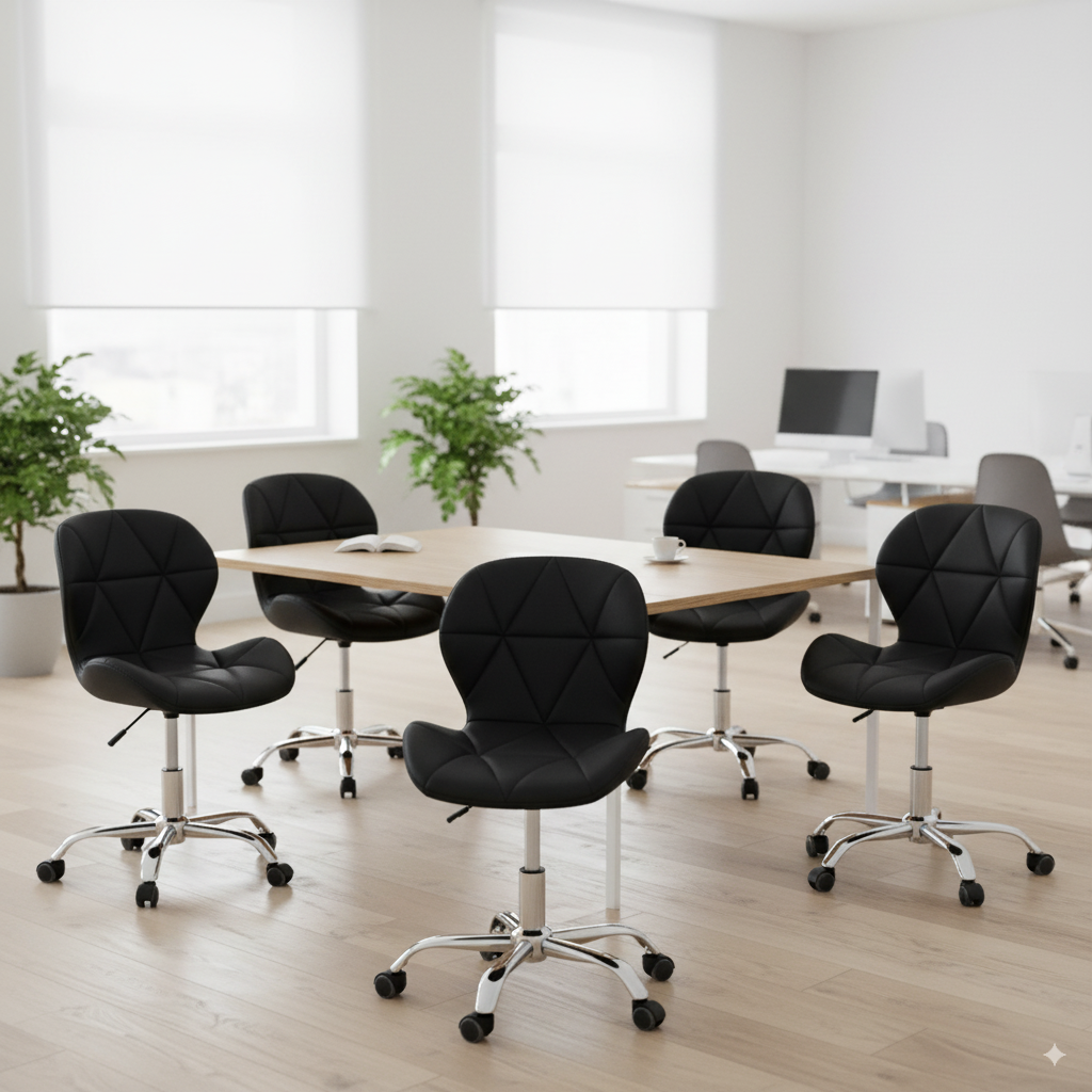 Conjunto 5 Cadeiras Office Eiffel Slim Giratória Ajustável Preta - Imagem 2