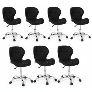 Conjunto 7 Cadeiras Office Eiffel Slim Giratória Ajustável Preta