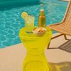 Petisqueira Amarela Translúcida Design Moderno Mesa Lateral Apoio Decorativo Para Piscina Jardim Varanda Sala - Imagem 3