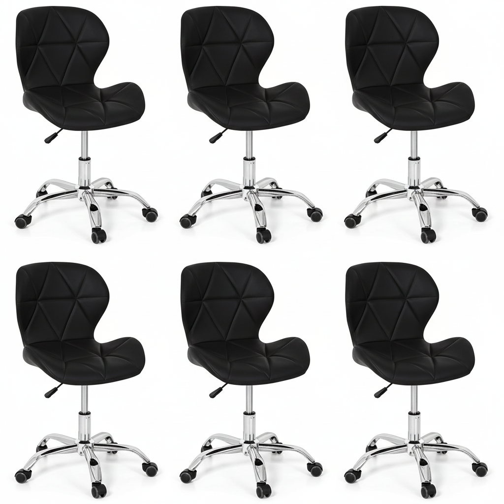 Conjunto 6 Cadeiras Office Eiffel Slim Giratória Ajustável Preta