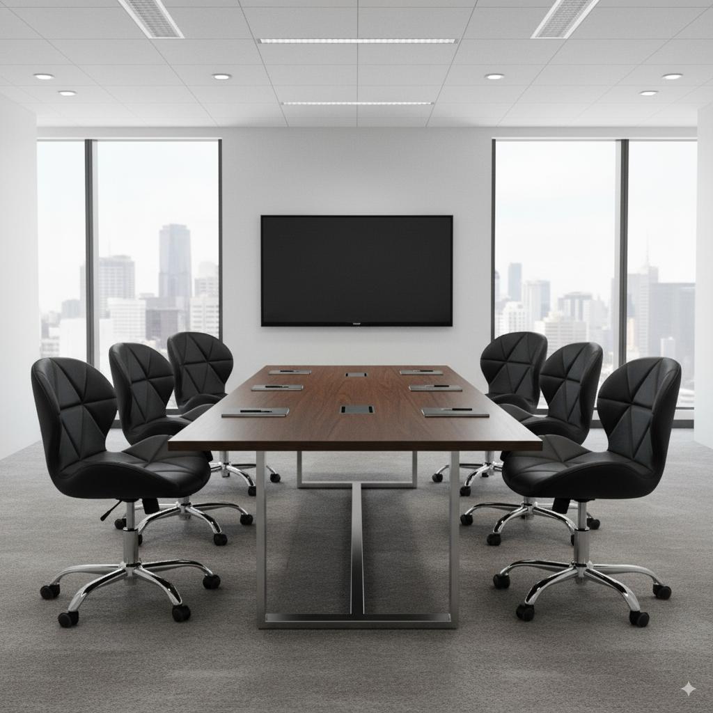 Conjunto 6 Cadeiras Office Eiffel Slim Giratória Ajustável Preta - Imagem 2