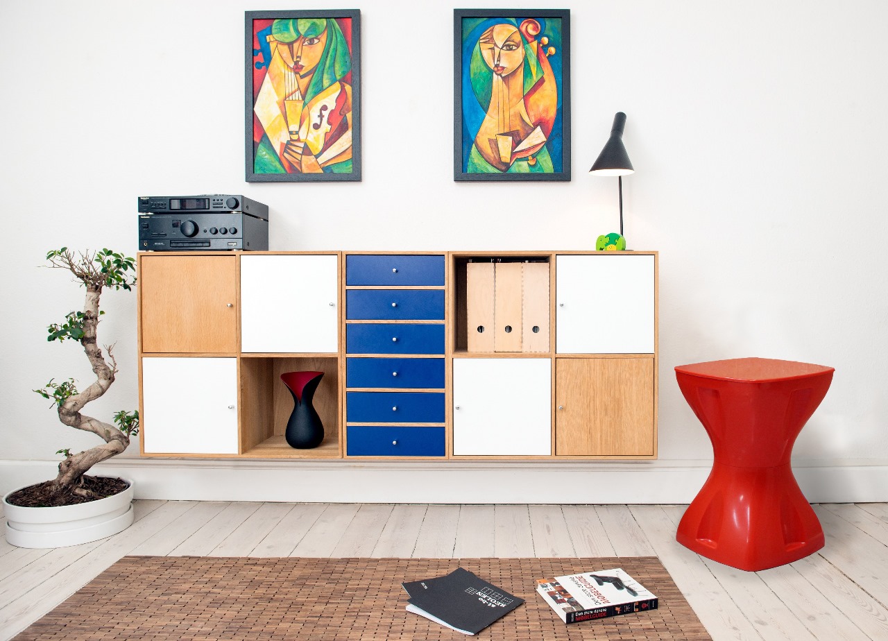 Mesa Vermelha Multiuso Design Moderno Mesa Lateral Apoio Decorativo Para Piscina Jardim Varanda Sala - Imagem 2