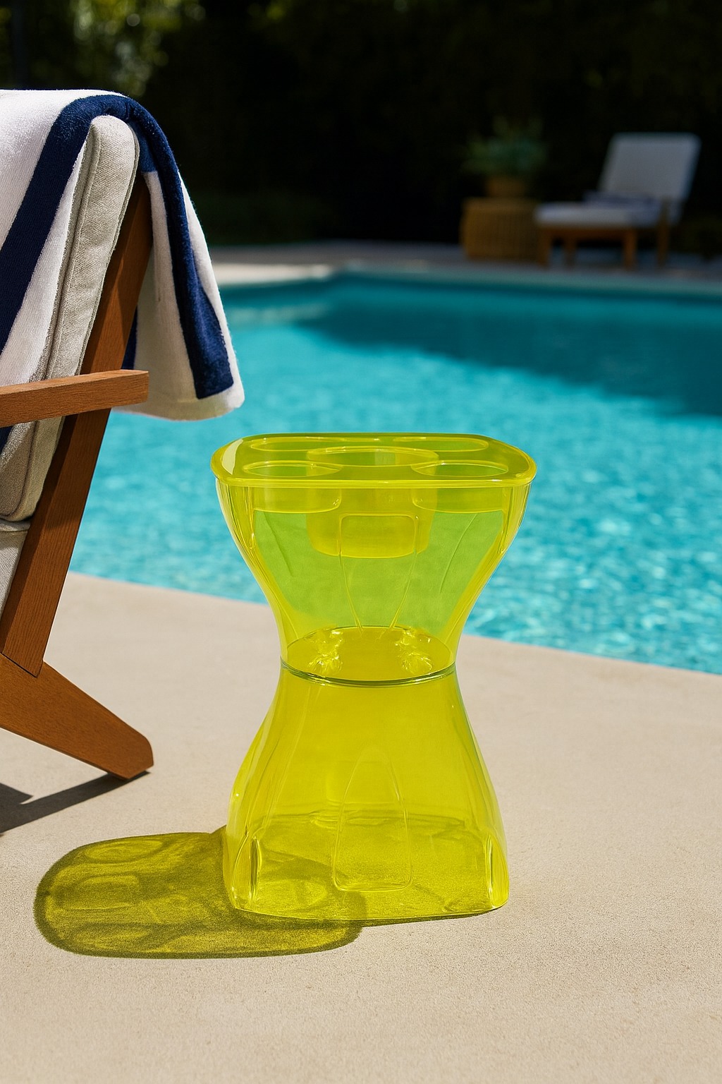 Petisqueira Amarela Translúcida Design Moderno Mesa Lateral Apoio Decorativo Para Piscina Jardim Varanda Sala - Imagem 2