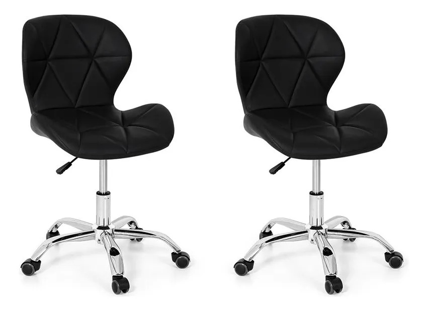 Conjunto 2 Cadeiras Office Eiffel Slim Giratória Ajustável Preta - Imagem 2