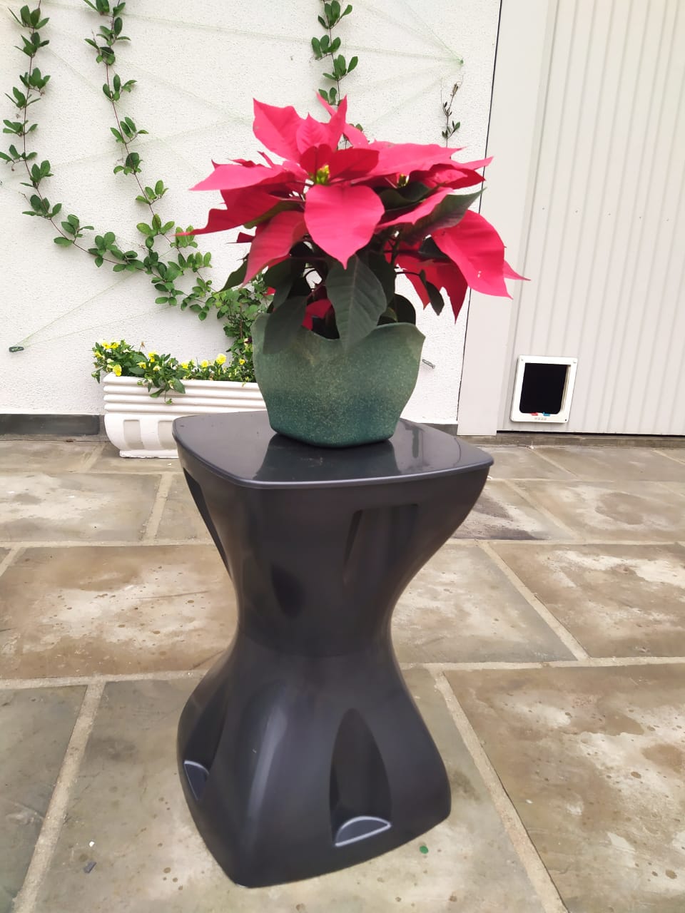 Mesa Preta Multiuso Design Moderno Mesa Lateral Apoio Decorativo Para Piscina Jardim Varanda Sala - Imagem 2