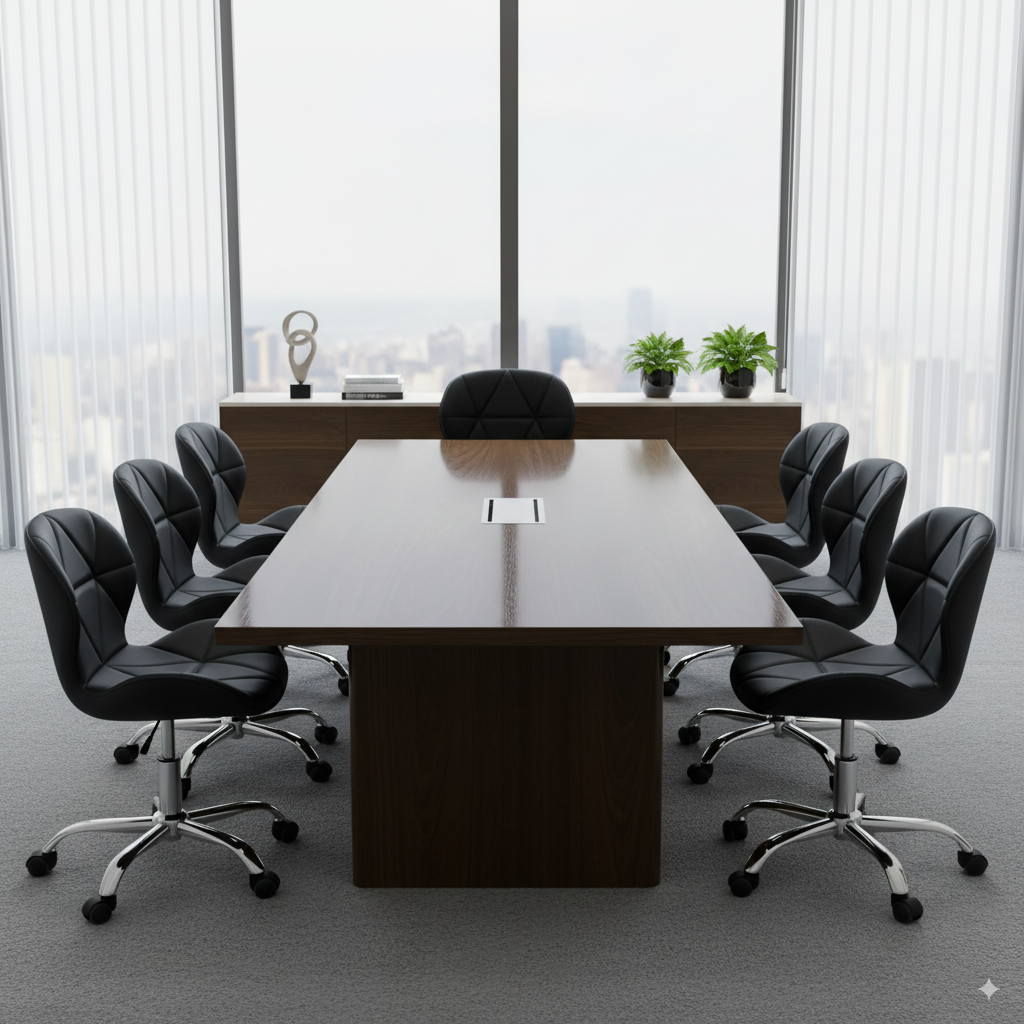 Conjunto 7 Cadeiras Office Eiffel Slim Giratória Ajustável Preta - Imagem 2
