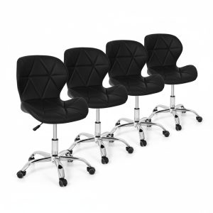 Conjunto 4 Cadeiras Office Eiffel Slim Giratória Ajustável Preta