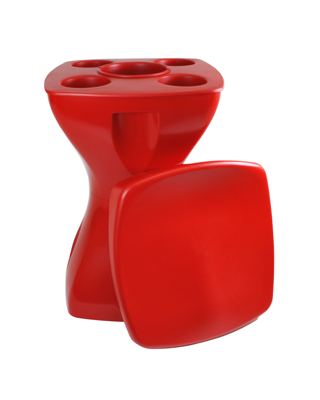 Banqueta Petisqueira Vermelha Multiuso Design Moderno Mesa Lateral Apoio Decorativo Para Piscina Jardim Varanda Sala