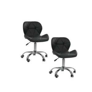 Conjunto 2 Cadeiras Office Eiffel Slim Giratória Ajustável Preta