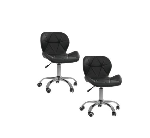 Conjunto 2 Cadeiras Office Eiffel Slim Giratória Ajustável Preta