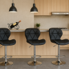 Kit com 3 Banquetas Slim Giratórias Altas Estofadas em PU Preto com Base Cromada e Regulagem de Altura – Design Moderno - Imagem 2