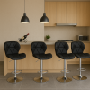 Kit com 4 Banquetas Giratórias Altas Estofadas Slim Pretas com Base Cromada e Regulagem de Altura – Design Moderno - Imagem 2