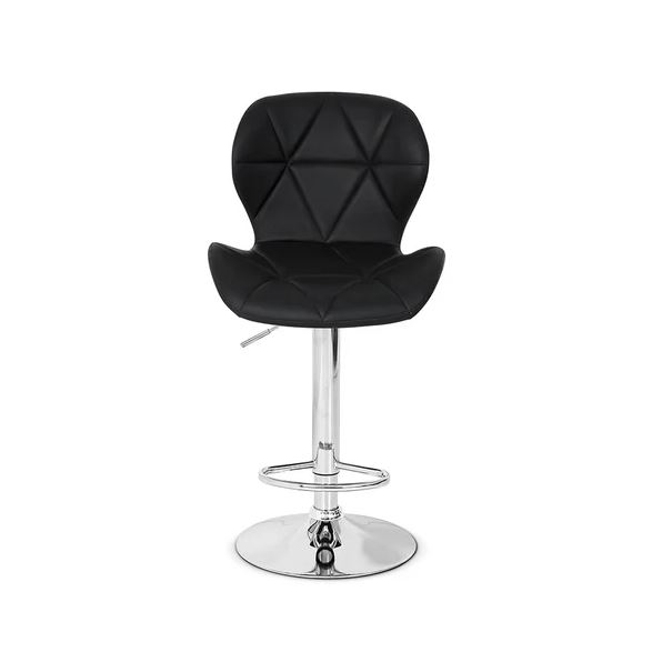 Kit com 2 Banquetas Slim Giratórias Estofadas Altas em PU Preto com Base Cromada e Regulagem de Altura – Design Moderno e Confortável - Imagem 3